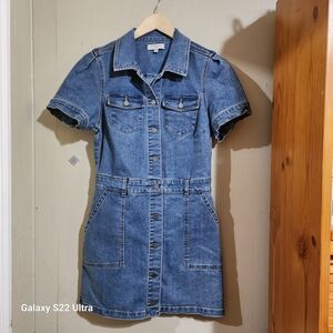 Habitual Denim Button-Front Mini Dress